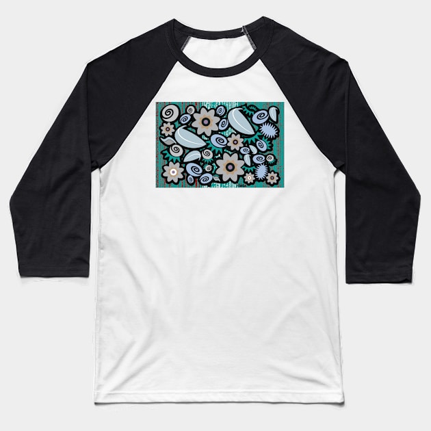 Flowery Green Baseball T-Shirt by charker